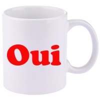 Oui French Yes Red Retro 90s 11oz C Handle Ceramic Mug