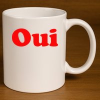 Oui French Yes Red Retro 90s 11oz C Handle Ceramic Mug