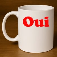 Oui French Yes Red Retro 90s 11oz C Handle Ceramic Mug