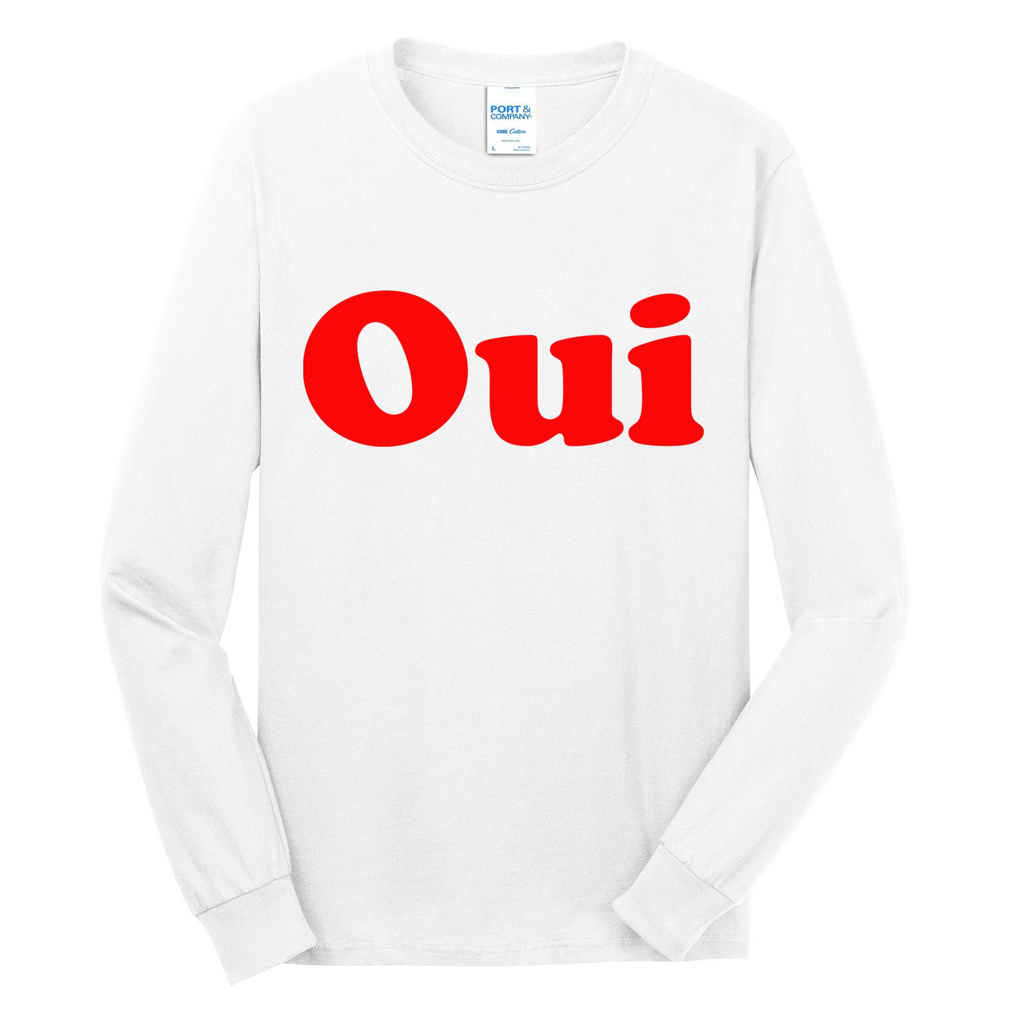 Oui French Yes Red Retro 90s Tall Long Sleeve T-Shirt