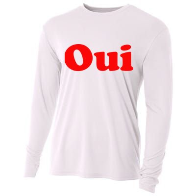 Oui French Yes Red Retro 90s Cooling Performance Long Sleeve Crew
