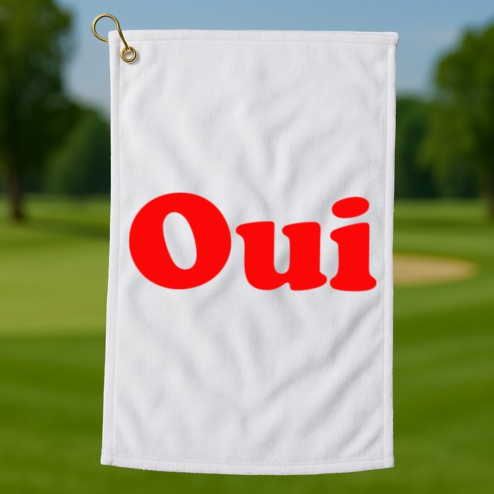 Oui French Yes Red Retro 90s Golf Towel