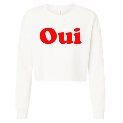 Oui French Yes Red Retro 90s Cropped Pullover Crew
