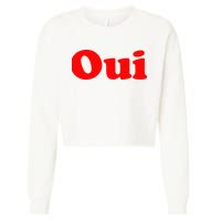 Oui French Yes Red Retro 90s Cropped Pullover Crew