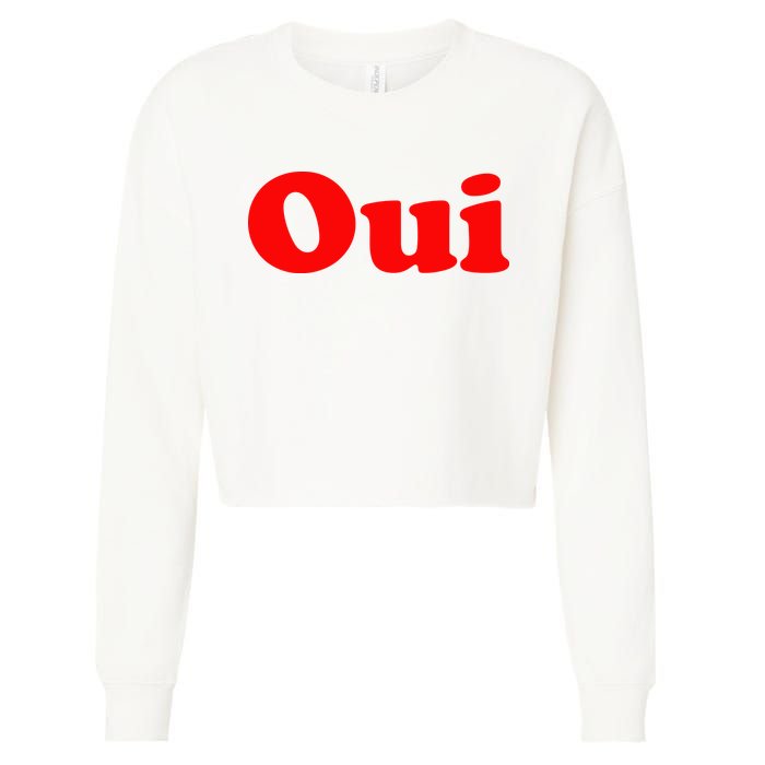 Oui French Yes Red Retro 90s Cropped Pullover Crew