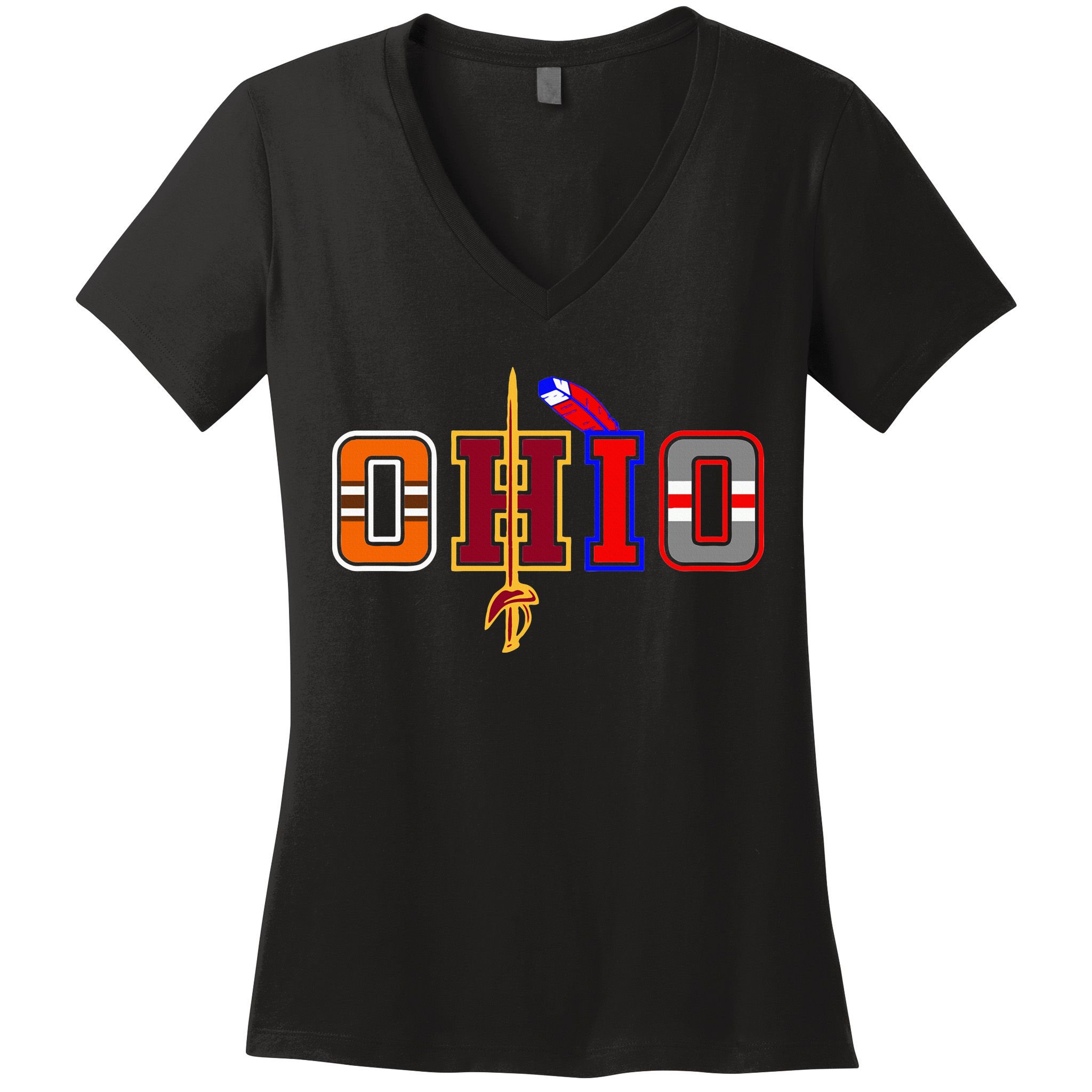 Ohio Gifts and DressedForDuty Ohio Black Small Women's V-Neck T-Shirt