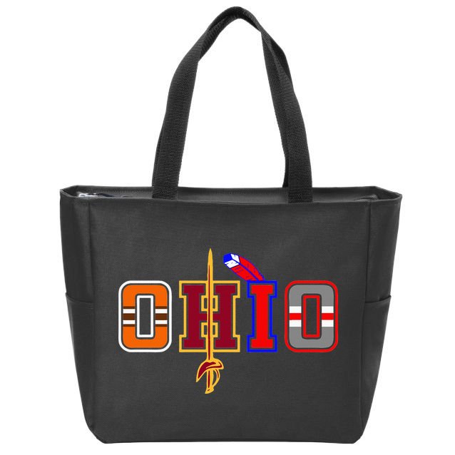 Ohio Gifts and DressedForDuty Ohio Black Small Zip Tote Bag