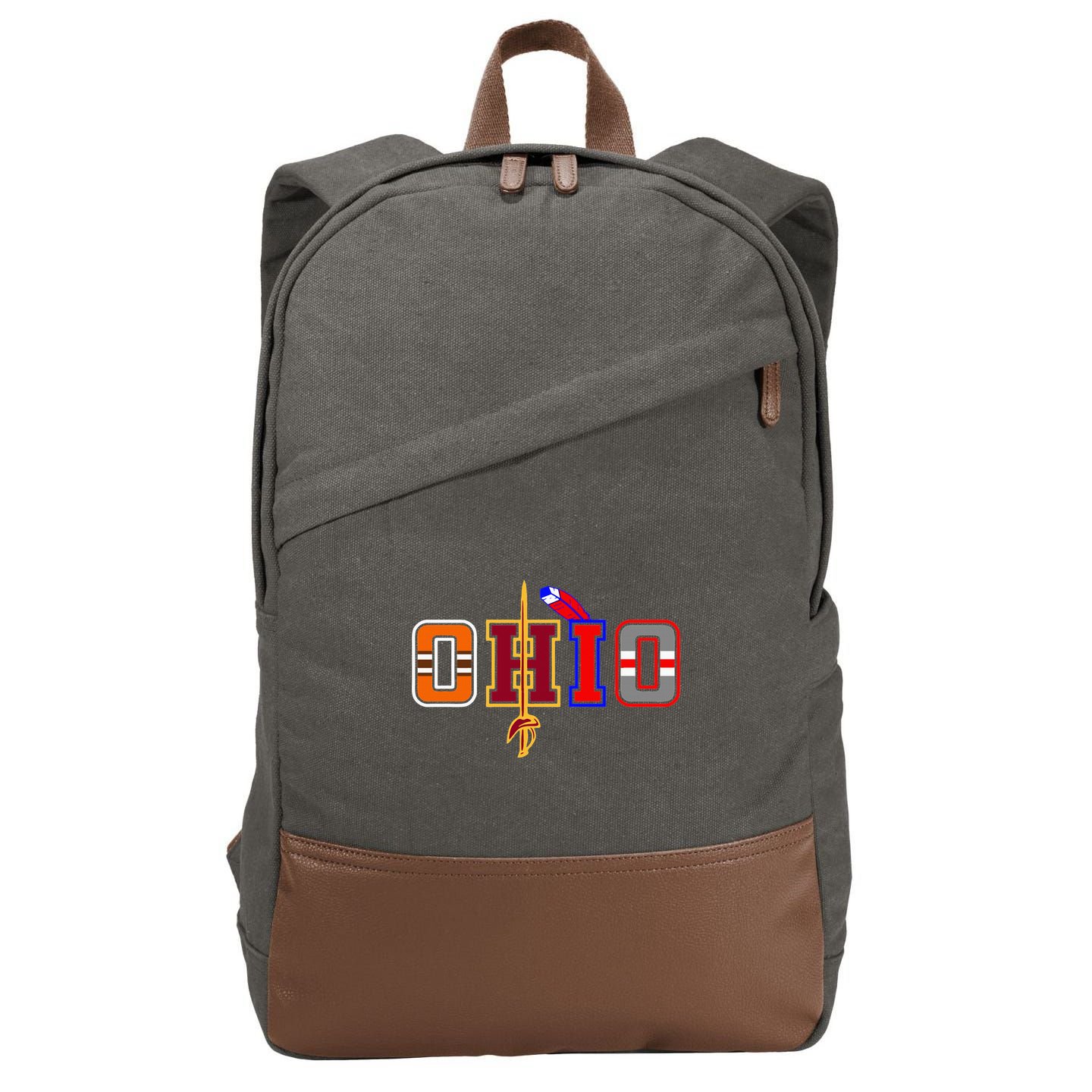 Ohio Gifts and DressedForDuty Ohio Black Small Cotton Canvas Backpack