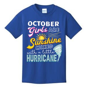 October Girls Are Sunshine Mixed Hurricane Bday Gift Kids T-Shirt