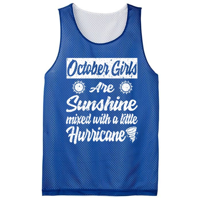 October Girls Are Sunshine Mixed With A Little Hurricane Cute Gift Mesh Reversible Basketball Jersey Tank