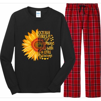 October Girls Are Sunshine Mixed With Little Hurricane Great Gift Long Sleeve Pajama Set