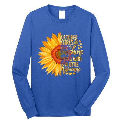 October Girls Are Sunshine Mixed With Little Hurricane Great Gift Long Sleeve Shirt