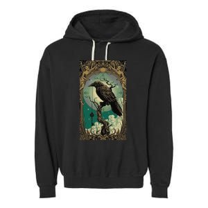 Occult Gothic Aesthetic Esoteric Crow Witchcraft Mysticism Garment-Dyed Fleece Hoodie