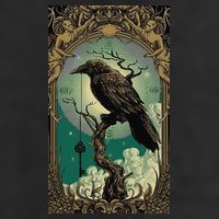 Occult Gothic Aesthetic Esoteric Crow Witchcraft Mysticism 7 Panel Mesh Trucker Snapback Hat