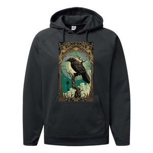 Occult Gothic Aesthetic Esoteric Crow Witchcraft Mysticism Performance Fleece Hoodie