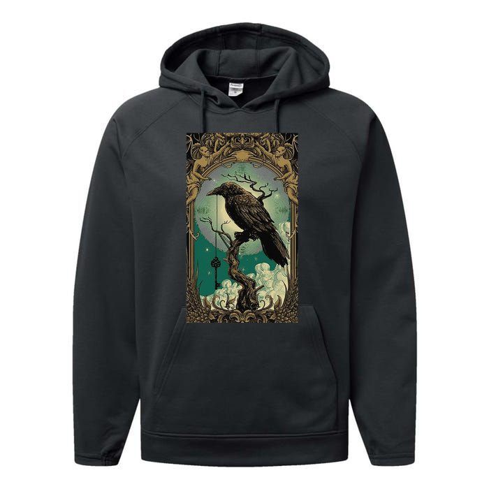 Occult Gothic Aesthetic Esoteric Crow Witchcraft Mysticism Performance Fleece Hoodie