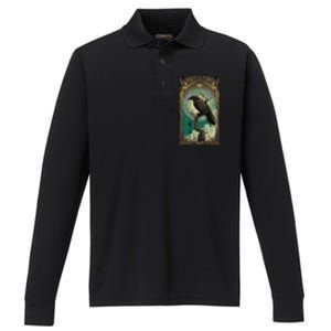 Occult Gothic Aesthetic Esoteric Crow Witchcraft Mysticism Performance Long Sleeve Polo