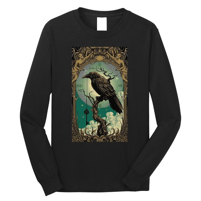 Occult Gothic Aesthetic Esoteric Crow Witchcraft Mysticism Long Sleeve Shirt