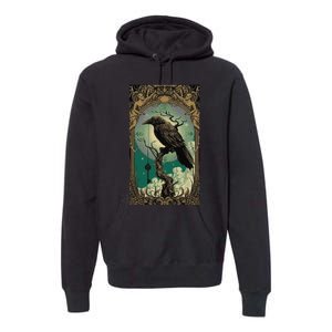 Occult Gothic Aesthetic Esoteric Crow Witchcraft Mysticism Premium Hoodie