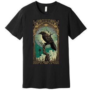 Occult Gothic Aesthetic Esoteric Crow Witchcraft Mysticism Premium T-Shirt