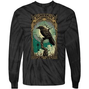 Occult Gothic Aesthetic Esoteric Crow Witchcraft Mysticism Tie-Dye Long Sleeve Shirt