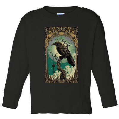 Occult Gothic Aesthetic Esoteric Crow Witchcraft Mysticism Toddler Long Sleeve Shirt