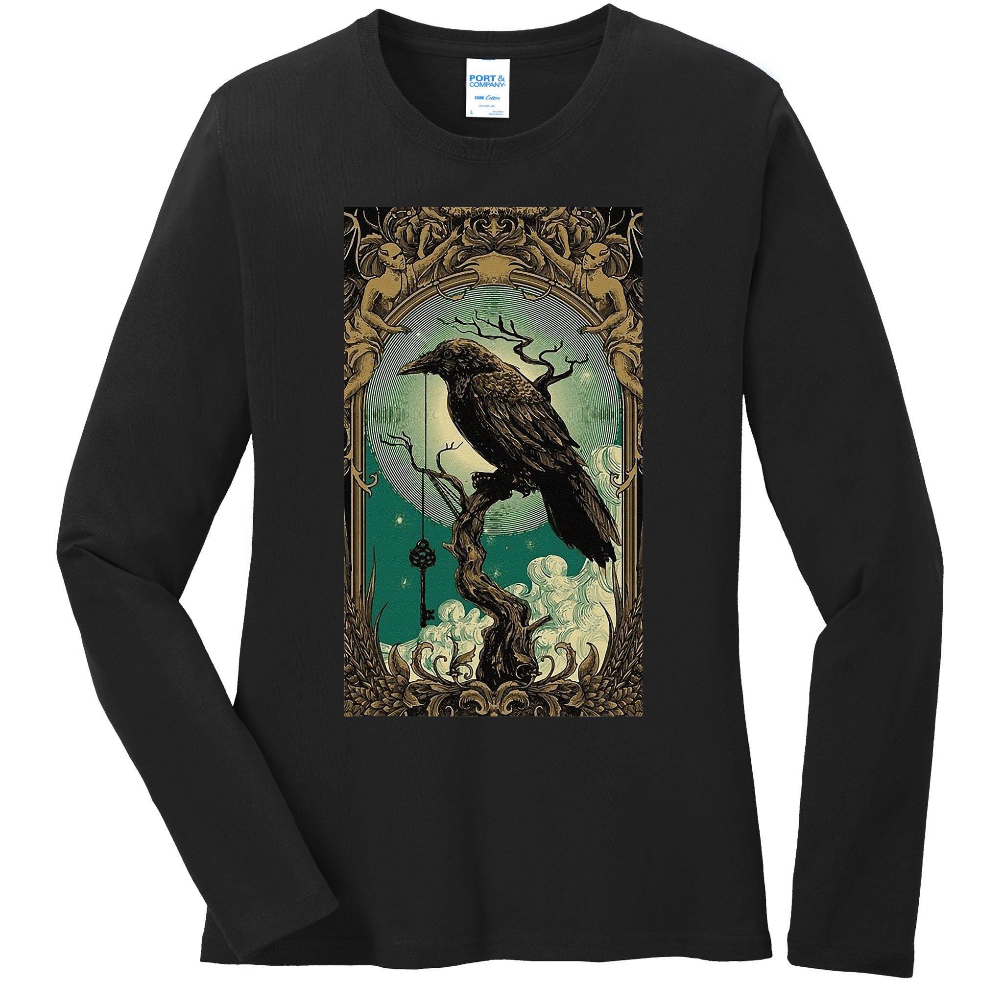 Occult Gothic Aesthetic Esoteric Crow Witchcraft Mysticism Ladies Long Sleeve Shirt