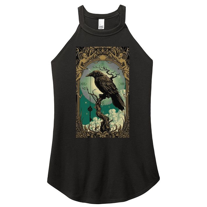 Occult Gothic Aesthetic Esoteric Crow Witchcraft Mysticism Women's Perfect Tri Rocker Tank