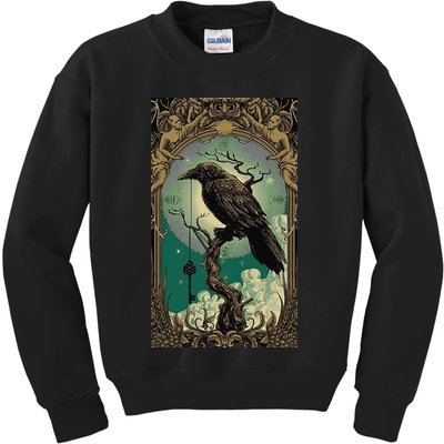Occult Gothic Aesthetic Esoteric Crow Witchcraft Mysticism Kids Sweatshirt