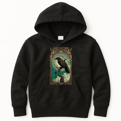 Occult Gothic Aesthetic Esoteric Crow Witchcraft Mysticism Kids Hoodie
