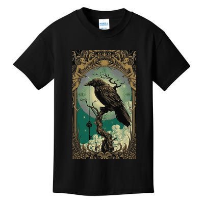 Occult Gothic Aesthetic Esoteric Crow Witchcraft Mysticism Kids T-Shirt