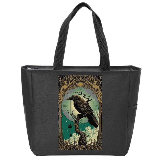 Occult Gothic Aesthetic Esoteric Crow Witchcraft Mysticism Zip Tote Bag