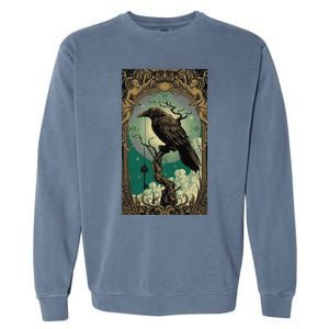 Occult Gothic Aesthetic Esoteric Crow Witchcraft Mysticism Garment-Dyed Sweatshirt