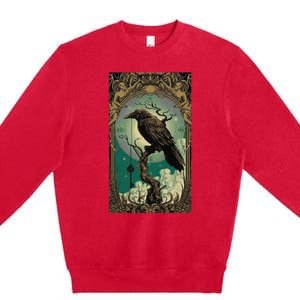 Occult Gothic Aesthetic Esoteric Crow Witchcraft Mysticism Premium Crewneck Sweatshirt