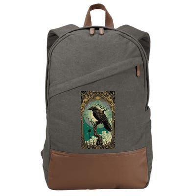 Occult Gothic Aesthetic Esoteric Crow Witchcraft Mysticism Cotton Canvas Backpack