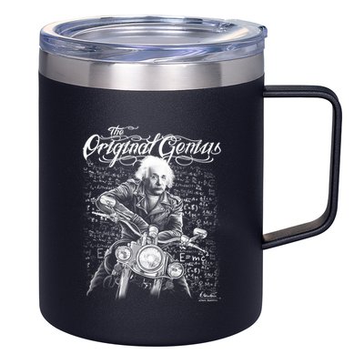 Original Genius Albert Einstein Biker 12oz Stainless Steel Coffee Mug