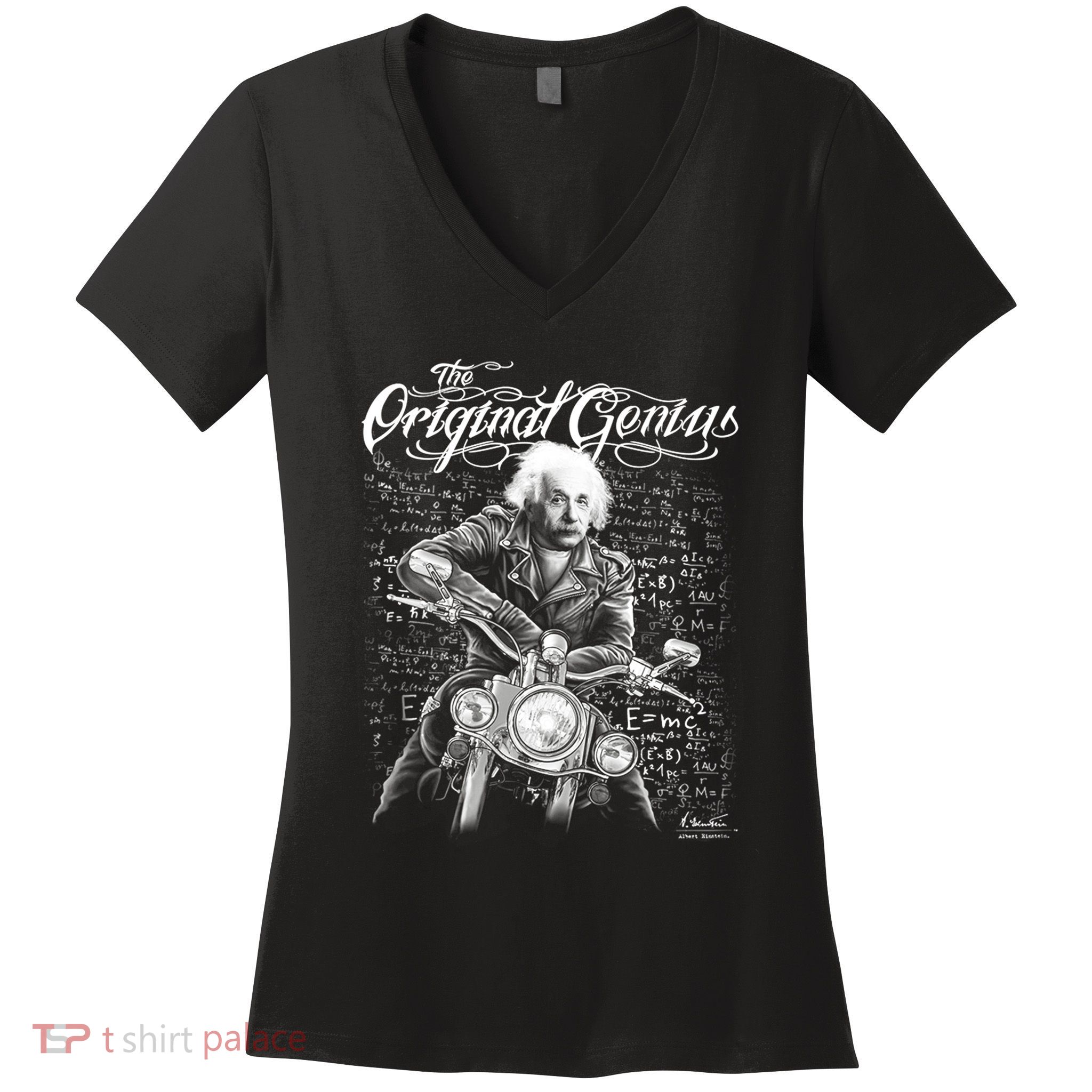 Original Genius Albert Einstein Biker Women's V-Neck T-Shirt