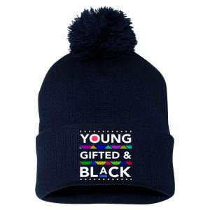 Oung Gifted Black Black Girl Magic And Black History Month Pom Pom 12in Knit Beanie