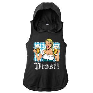 Oktoberfest Beer German Girl Bavarian Flag Drinking Prost Ladies PosiCharge Tri-Blend Wicking Draft Hoodie Tank