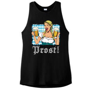 Oktoberfest Beer German Girl Bavarian Flag Drinking Prost Ladies PosiCharge Tri-Blend Wicking Tank