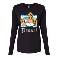 Oktoberfest Beer German Girl Bavarian Flag Drinking Prost Womens Cotton Relaxed Long Sleeve T-Shirt