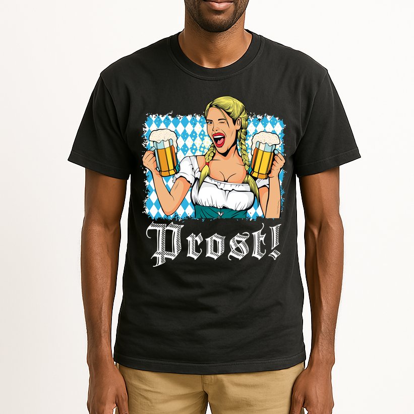 Oktoberfest Beer German Girl Bavarian Flag Drinking Prost Tall T-Shirt