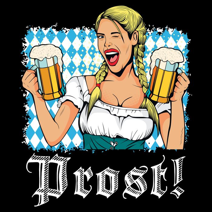 Oktoberfest Beer German Girl Bavarian Flag Drinking Prost Tall T-Shirt