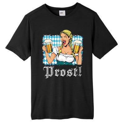 Oktoberfest Beer German Girl Bavarian Flag Drinking Prost Tall Fusion ChromaSoft Performance T-Shirt