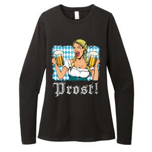 Oktoberfest Beer German Girl Bavarian Flag Drinking Prost Womens CVC Long Sleeve Shirt