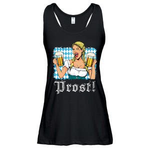 Oktoberfest Beer German Girl Bavarian Flag Drinking Prost Ladies Essential Flowy Tank