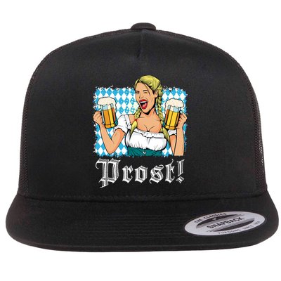 Oktoberfest Beer German Girl Bavarian Flag Drinking Prost Flatbill Hat