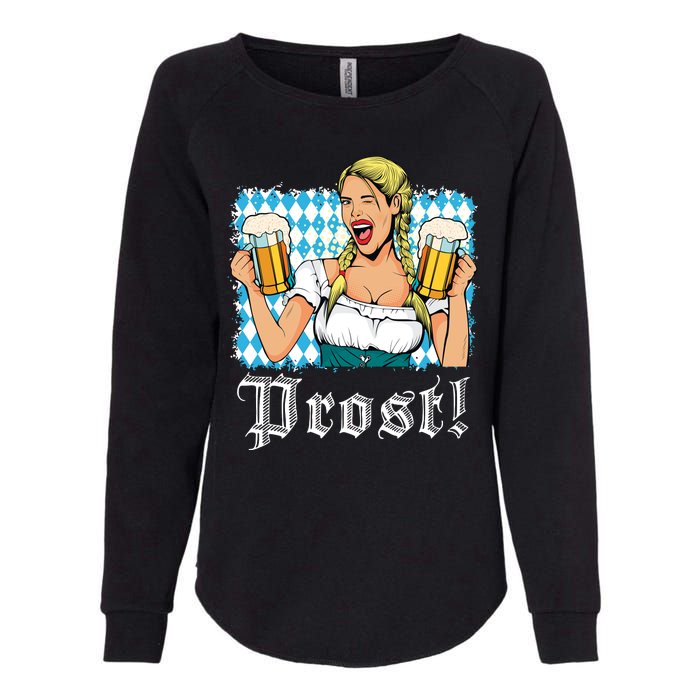 Oktoberfest Beer German Girl Bavarian Flag Drinking Prost Womens California Wash Sweatshirt