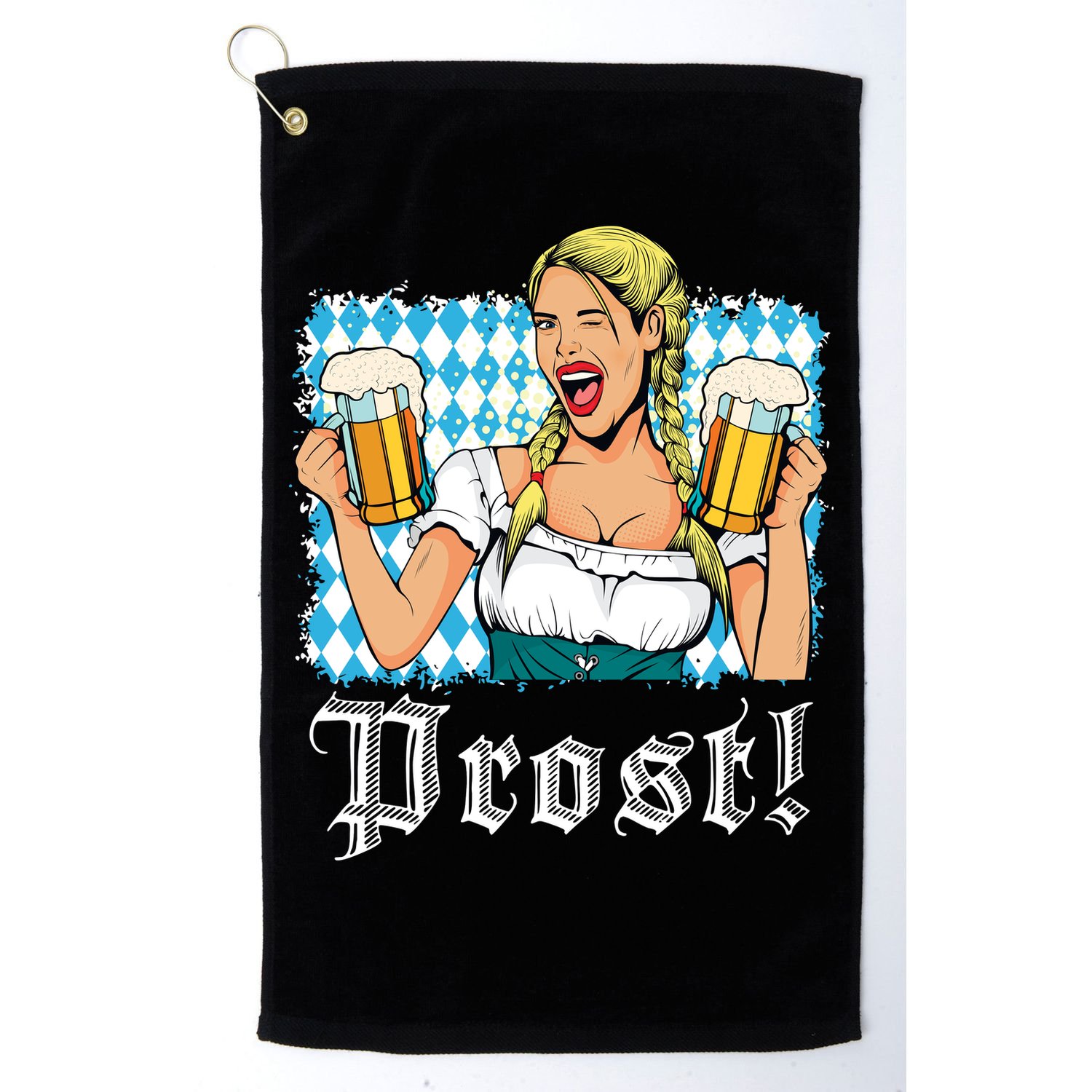 Oktoberfest Beer German Girl Bavarian Flag Drinking Prost Golf Towel