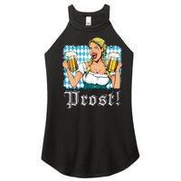 Oktoberfest Beer German Girl Bavarian Flag Drinking Prost Women's Perfect Tri Rocker Tank